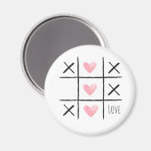 Pink Love Hearts Tic Tac Toe マグネット (正面/裏面)