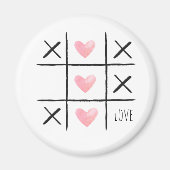 Pink Love Hearts Tic Tac Toe マグネット (正面)