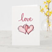 Pink Love Hearts Valentines Card カード (黄色い花)