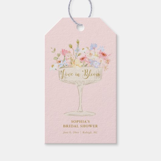 Pink Love in Bloom Bridal Shower Thank You ギフトタグ (正面)