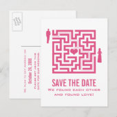 Pink Love Maze日付はがきを保存 案内ポストカード (正面/裏面)