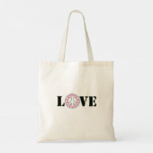Pink Love & Peace Sign Hearts トートバッグ (裏面)