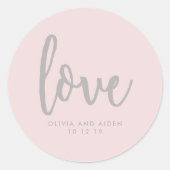 Pink Love Save the Date 結婚's ラウンドシール (正面)