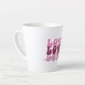 Pink "Love" Stacked Bubble Font カフェラテマグ (左アングル)