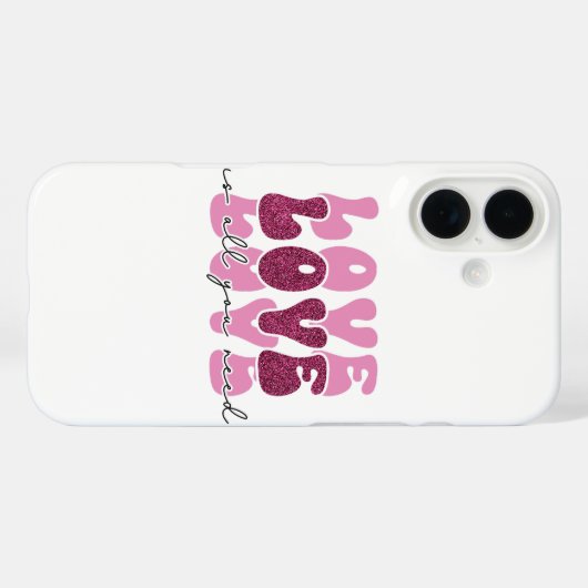 Pink "Love" Stacked Bubble Font Case-Mate iPhoneケース (裏面 (横))