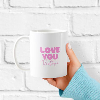 Pink Love You Personalised Mug for Girlfriend  コーヒーマグカップ