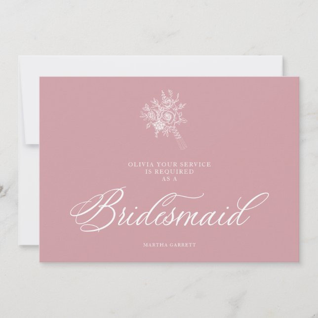 Pink Luxury Minimalist Wedding Bouquet Bridesmaid (正面)