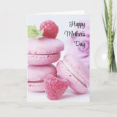 Pink Macarons & Red Raspberries Mother's Day カード (正面)
