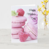 Pink Macarons & Red Raspberries Mother's Day カード (黄色い花)