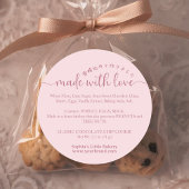 Pink Made with Love Script Ingredient Bakery ラウンドシール