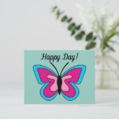 Pink Magenta Blue Butterfly | Add Text ポストカード (スタンド正面)