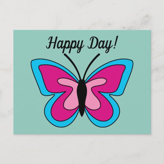 Pink Magenta Blue Butterfly | Add Text ポストカード (正面)