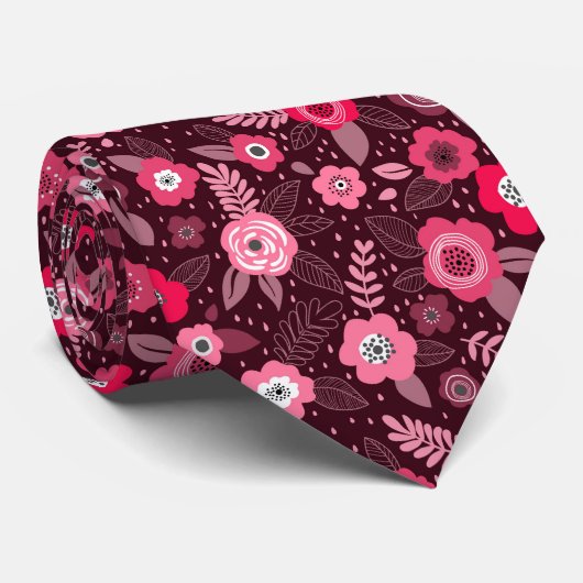 Pink magenta elegant ditsy floral pattern ネクタイ (ロール)
