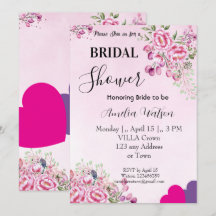 Pink, Magenta Flowers Classical Bridal Shower