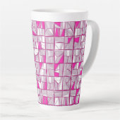 Pink & Magenta Geometric Block Pattern  カフェラテマグ (右アングル)