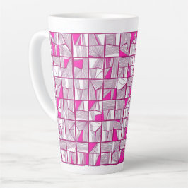 Pink & Magenta Geometric Block Pattern  カフェラテマグ