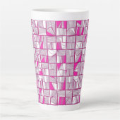 Pink & Magenta Geometric Block Pattern  カフェラテマグ (正面)