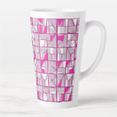 Pink & Magenta Geometric Block Pattern  カフェラテマグ (右)