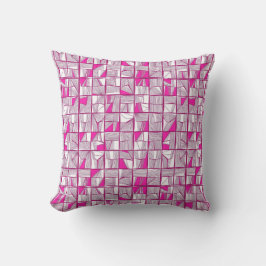 Pink & Magenta Geometric Block Pattern  クッション