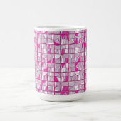 Pink & Magenta Geometric Block Pattern  コーヒーマグカップ (中央)