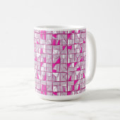 Pink & Magenta Geometric Block Pattern  コーヒーマグカップ (正面右)