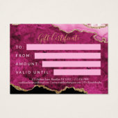 Pink Magenta Gold Agate Business Gift Certificate (裏面)