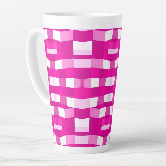 Pink Magenta Modern Geometric Block Art カフェラテマグ (左アングル)