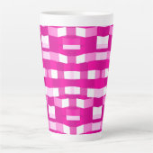 Pink Magenta Modern Geometric Block Art カフェラテマグ (正面)