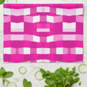 Pink Magenta Modern Geometric Block Art キッチンタオル (折り畳み)