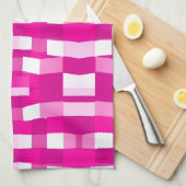 Pink Magenta Modern Geometric Block Art キッチンタオル (四つ折り)
