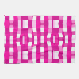 Pink Magenta Modern Geometric Block Art キッチンタオル