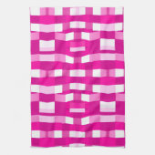 Pink Magenta Modern Geometric Block Art キッチンタオル (縦)