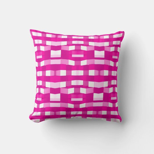 Pink Magenta Modern Geometric Block Art クッション (正面)