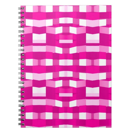 Pink Magenta Modern Geometric Block Art ノートブック (正面)