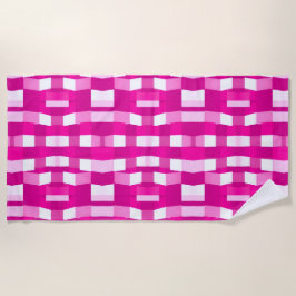 Pink Magenta Modern Geometric Block Art ビーチタオル