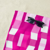 Pink Magenta Modern Geometric Block Art ビーチタオル (インサイチュ)