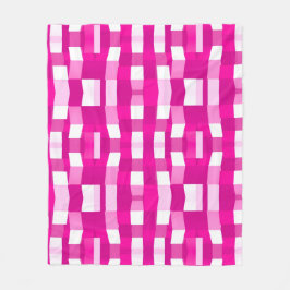 Pink Magenta Modern Geometric Block Art フリースブランケット