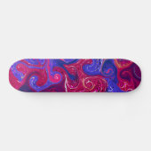 Pink, Magenta, Purple Swirled Marble Fluid Art スケートボード (横)