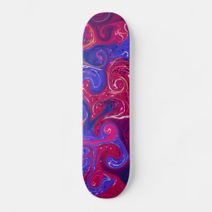 Pink, Magenta, Purple Swirled Marble Fluid Art スケートボード
