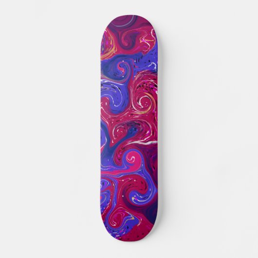 Pink, Magenta, Purple Swirled Marble Fluid Art スケートボード (正面)