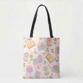 Pink Magic Books Tote Bag Girl Cute Wizard Witch トートバッグ (正面)