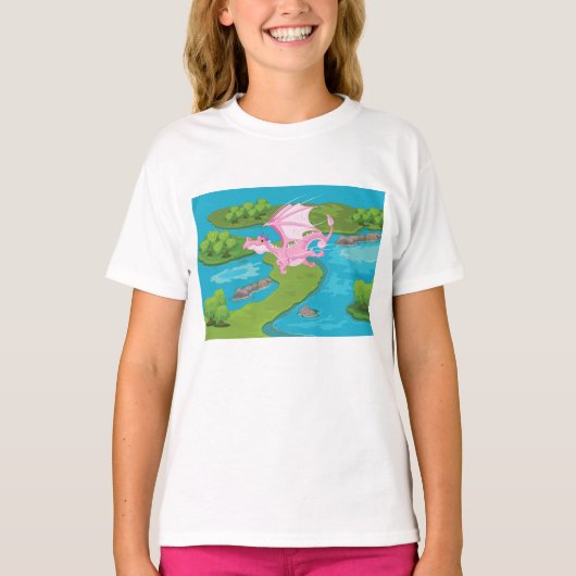 Pink Magic Dragon Fantasy T-Shirt Tシャツ (正面)