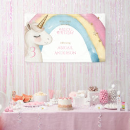 Pink Magical Day Unicorn Birthday Party Welcome 横断幕