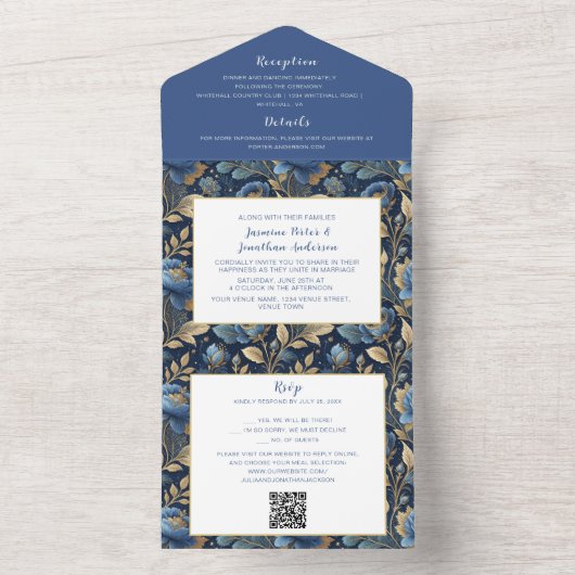 Pink Magnolia Blossom  オールインワン招待状 (内側)