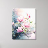 Pink Magnolia Blossoms Botanical キャンバスプリント (正面)