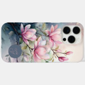 Pink Magnolia Blossoms Botanical Monogrammed Case-Mate iPhoneケース (裏面 (横))