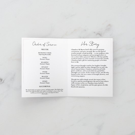 Pink Magnolia Minimal Bifold Memorial Program 招待状 (内部)