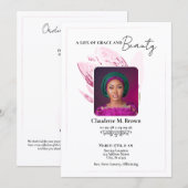 Pink Magnolia Minimal Memorial Design with Photo 招待状 (正面/裏面)