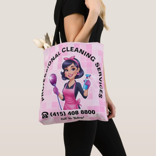 Pink Maid Janitorial Cleaning Service トートバッグ (クローズアップ)
