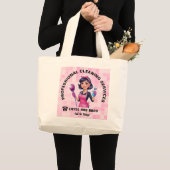 Pink Maid Janitorial Cleaning Service ラージトートバッグ (正面(商品))